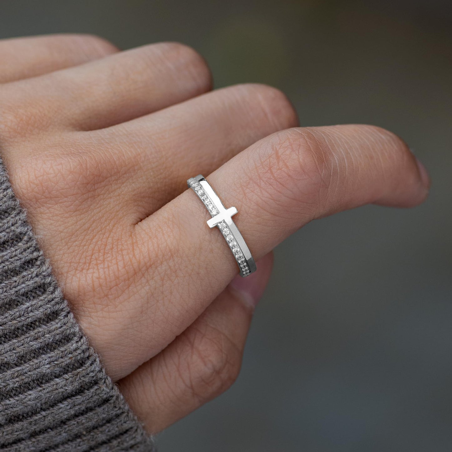 STORYJEWELLERY Christian Jewelry for Women, Cross Rings for Women, Silver Purity Ring, Christian Ring, Confirmation Gifts, Baptism Gifts, Size 12