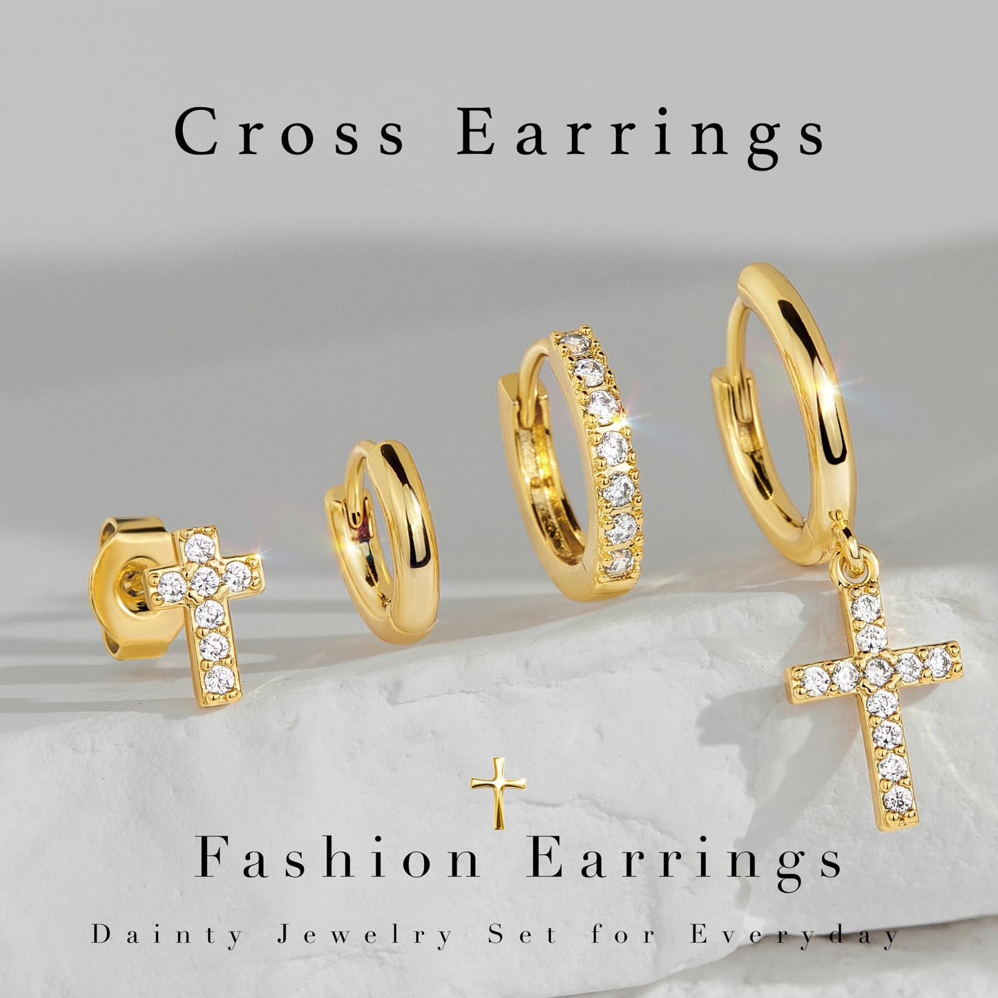 Cross Earrings for Women, Gifts for Christian, Christian Catholic Religious Baptism Jewelry Gift for Men Women Faith, Jesus Stuff, Cute Christian Jewelry Set Gifts Trendy Stuff