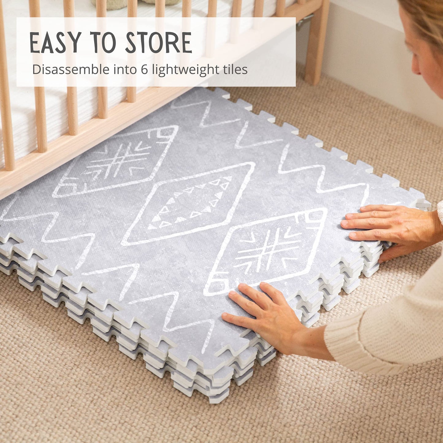 Lillefolk Baby Play Mat for Floor – 4x6ft Gray | Soft Non Toxic Premium EVA Foam Tiles for Tummy Time, Crawling & Playroom – Waterproof Interlocking Floor Mat for Babies & Toddlers (6 Tiles)