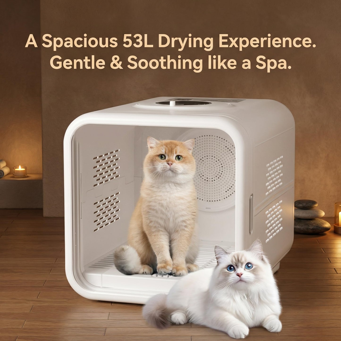 Professional Pet Dryer Box for Dogs & Cats - Fast Drying & Low Noise Blower, Portable Pet Hair Dryer Machine with Adjustable Temperature & Petting Window Small Medium Pets After Bath Grooming at Home