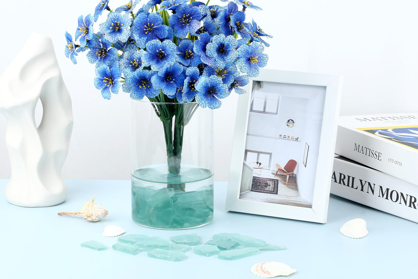 LAIDANLA 13oz Sea Glass for Crafts, 0.78–1.57in Teal Frosted Seaglass Decorative Glass Stones Vase Filler for DIY Resin Art Coastal Home Decor Aquarium Wedding Table Centerpieces