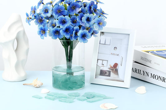 LAIDANLA 13oz Sea Glass for Crafts, 0.78–1.57in Teal Frosted Seaglass Decorative Glass Stones Vase Filler for DIY Resin Art Coastal Home Decor Aquarium Wedding Table Centerpieces