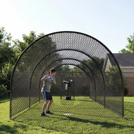 33ft Baseball Batting Cage with Frame and Net, Batting and Pitching Practice Net for Baseball, Softball, and Golf, Suitable for Backyard or Field