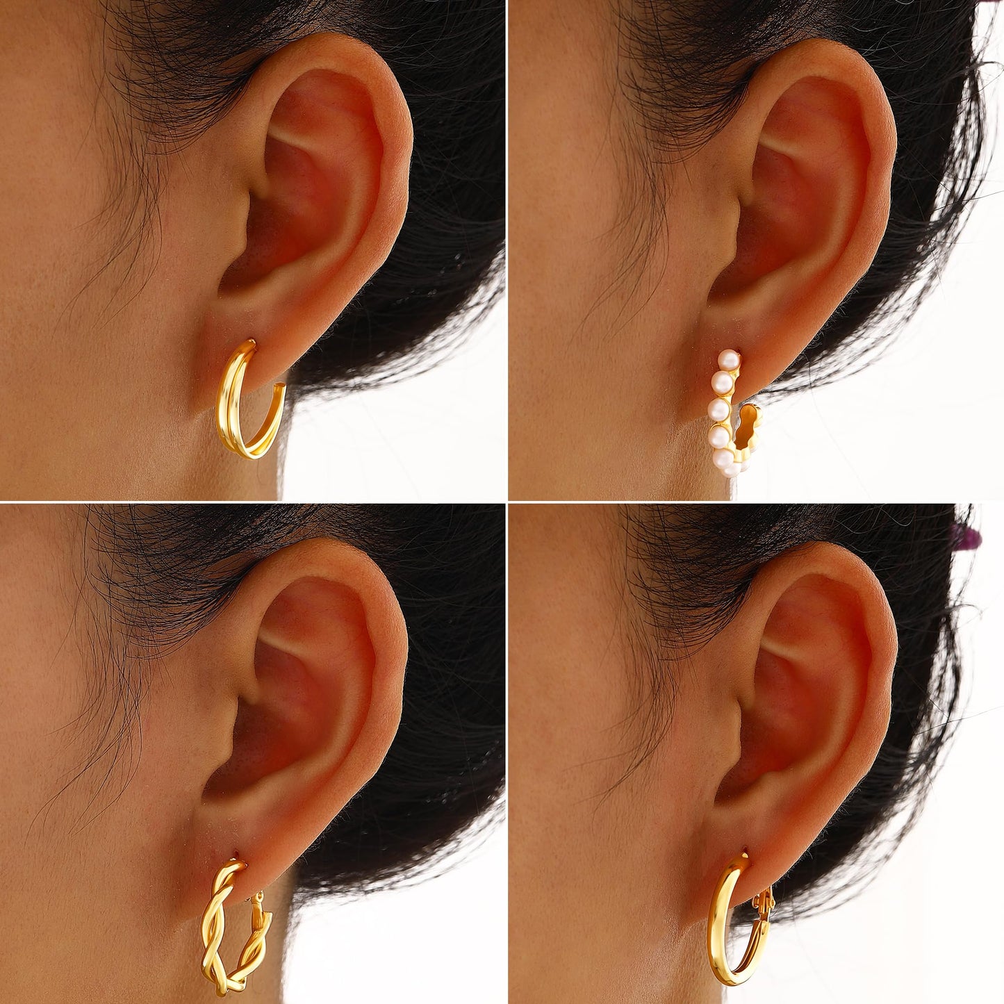 FAXHION 68 Pcs Gold Jewelry Set for Women with 7 Necklace, 17 Bracelet, 5 Hoop Earrings, 15 Stud Earrings, 24 Knuckle Rings for Women Jewelry Set for Women