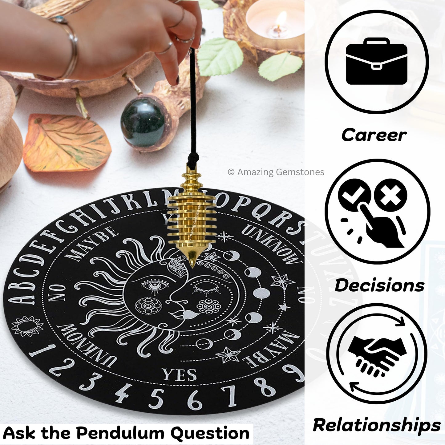 Amazing Gemstone Healing Metal Pendulums for Divination, Gold Vertical Hard Coil Steel Copper Pendulum High Energy Pendulo de Bronce Pendulos de Mesa MP99