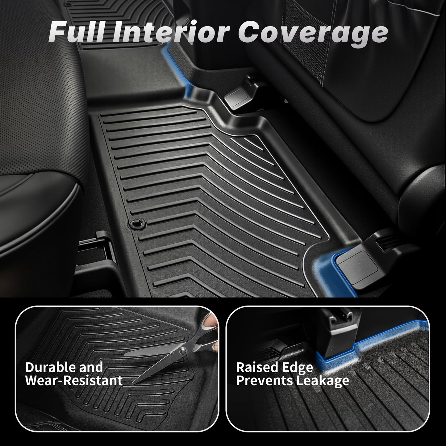 OEDRO Floor Mats & Cargo Mat Fit for Chrysler Pacifica 2017-2025 2026(No Hybrid Models), 7 and 8 Passenger Model, 2020-2025 Voyager Custom All-Weather Protection Full Set TPE Floor Liners