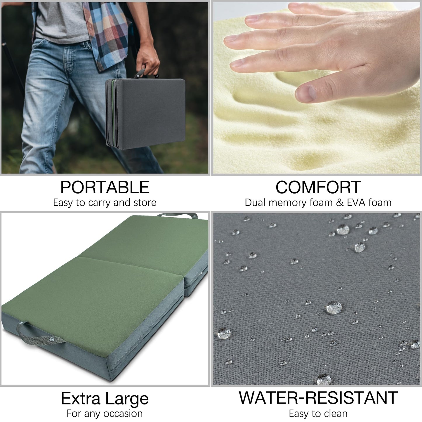 KI Store Garden Kneeling Pad Memory Form Knee Cushions for Gardening Extra Thick Knee Pad Water Resistant Prayer Pillow for Work Yoga Physical Therapy Olive Green