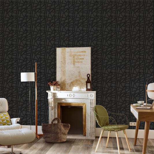 LEVOWAY 33 Pack 3D Wall Panels for Interior Wall Decor, 12''x12'' Black Accent Textured Wall Panels, Wall Covering Panles for Living Room, Gaming Room, TV Background, Cover 32 Sq.Ft