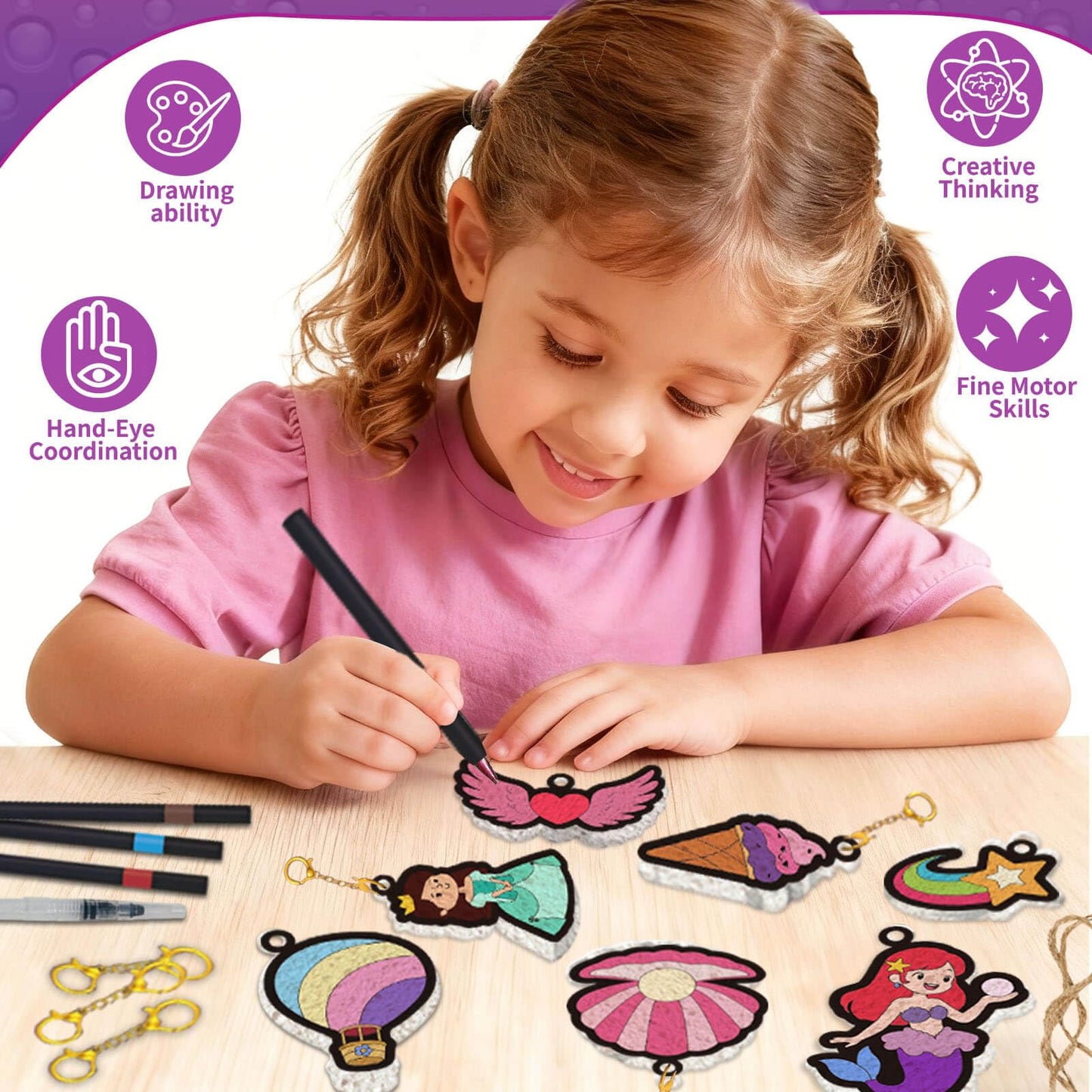Dolanus Arts and Crafts Kits -3D Art Puffs Sponge Magic Painting, Birthday Gift for 4 5 6 7 8 9 Year Old Girl, Toys for Girls Ages 4-10, DIY Color & Inflate Activity, Travel & Creative Gifts