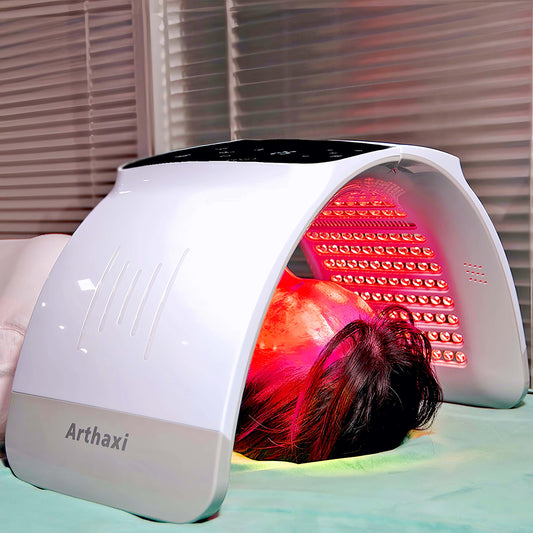 LED Light Skin Care Therapy Machine, Photon Facial Rejuvenation Device 7 Colors, LED-Face-Mask-Light-Therapy, Red Light Therapy for Face Folding Design Salon and Home Use, Gifts for Women, White