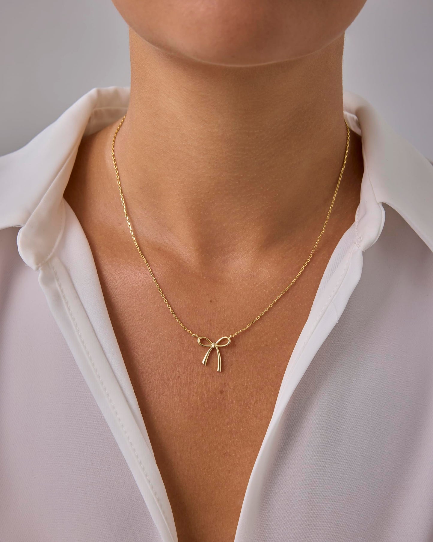 PAVOI 14K Yellow Gold Plated Bow Pendant Necklace for Women | Coquette Chain Necklace