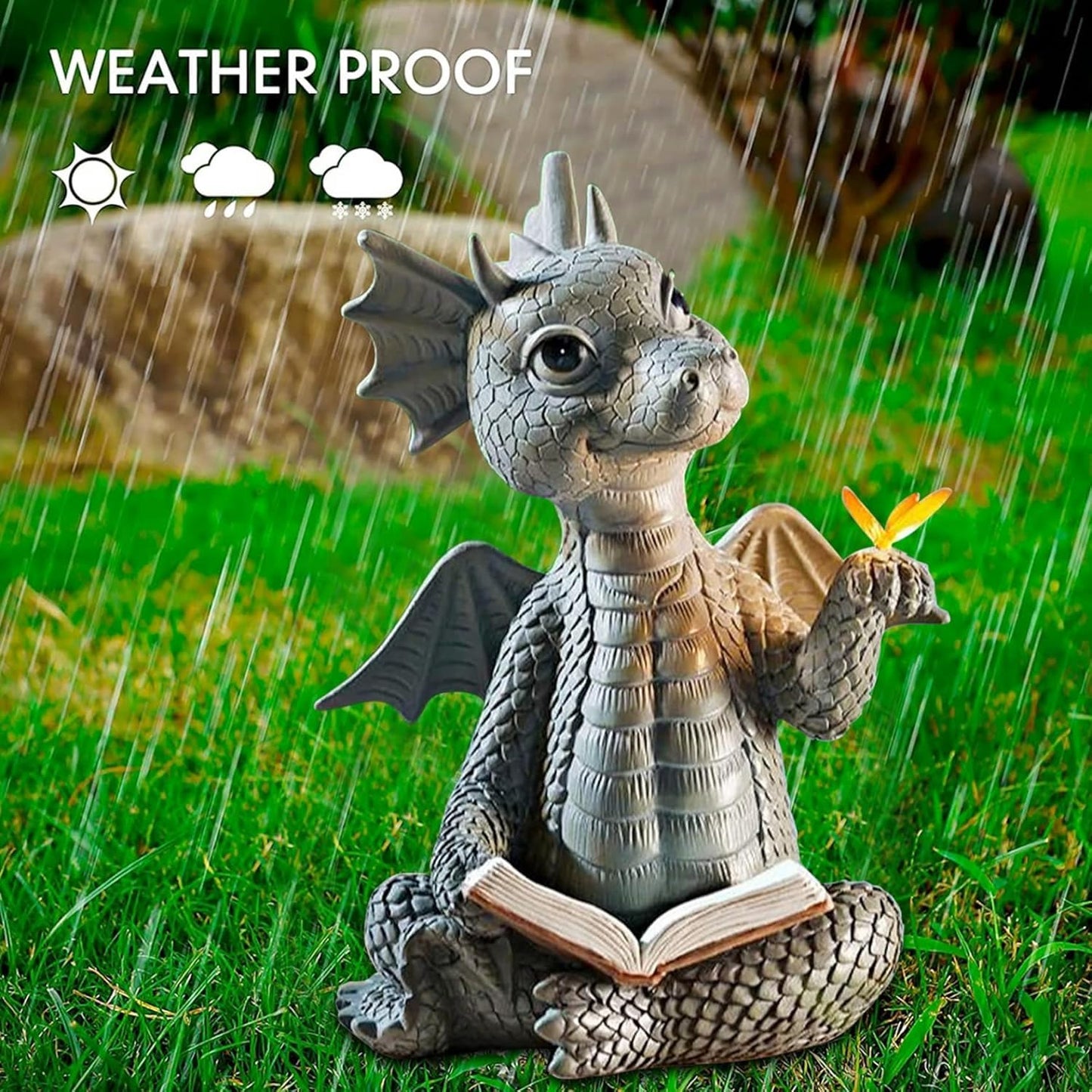YWHWXB Garden Dragon Resin Sculpture,Lovely Outdoor Sculpture Ornaments,Garden Dragon Decor Statue for Home Patio Courtyard Lawn Decoration