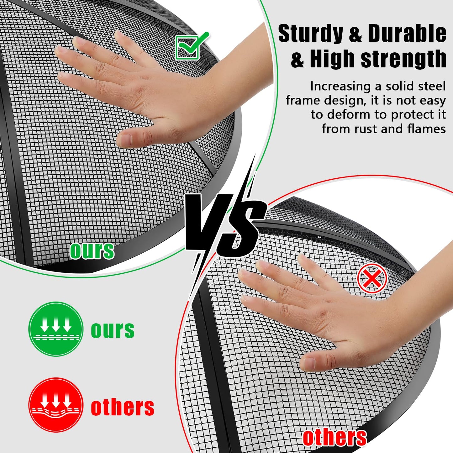 Fire Pit Spark Screen, Fire Pit Screen 40 Inch Round with Handle & Poker, Collapsible Heavy Duty Mesh Fire Pit Cover Fire Pit Lid for Outdoor/Patio/Backyard/RV Camping/Beach