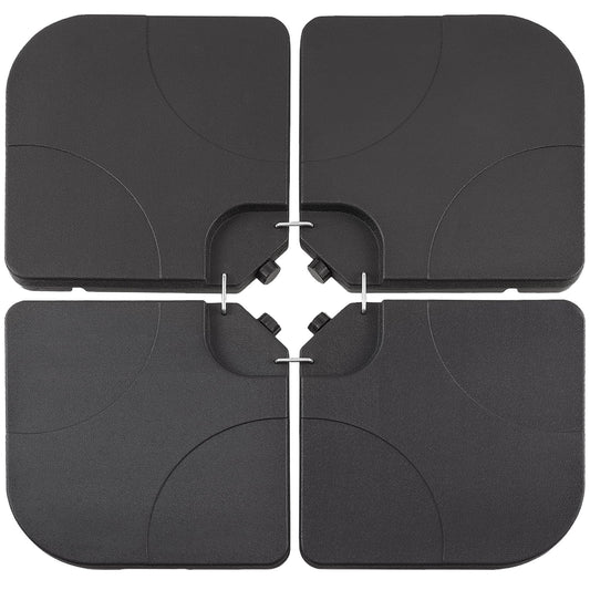 VECELO 4-Piece Heavy-Duty Cantilever Offset Patio Umbrella Base/Stand Outdoor, Square Plate Set with Lock Pins, Easy-Fill Spouts for Water/Sand, for Garden, Backyard and Poolside, Black