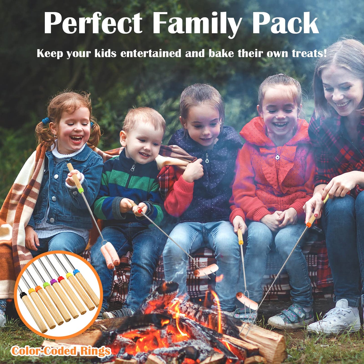150 Pack 32 Inch Marshmallow Roasting Sticks Bulk, Smores Skewers for Fire Pit Kit, Hot Dog Camping Skewers Accessories Campfire Marshmellow Extendable Forks Bbq Tools Smores Sticks