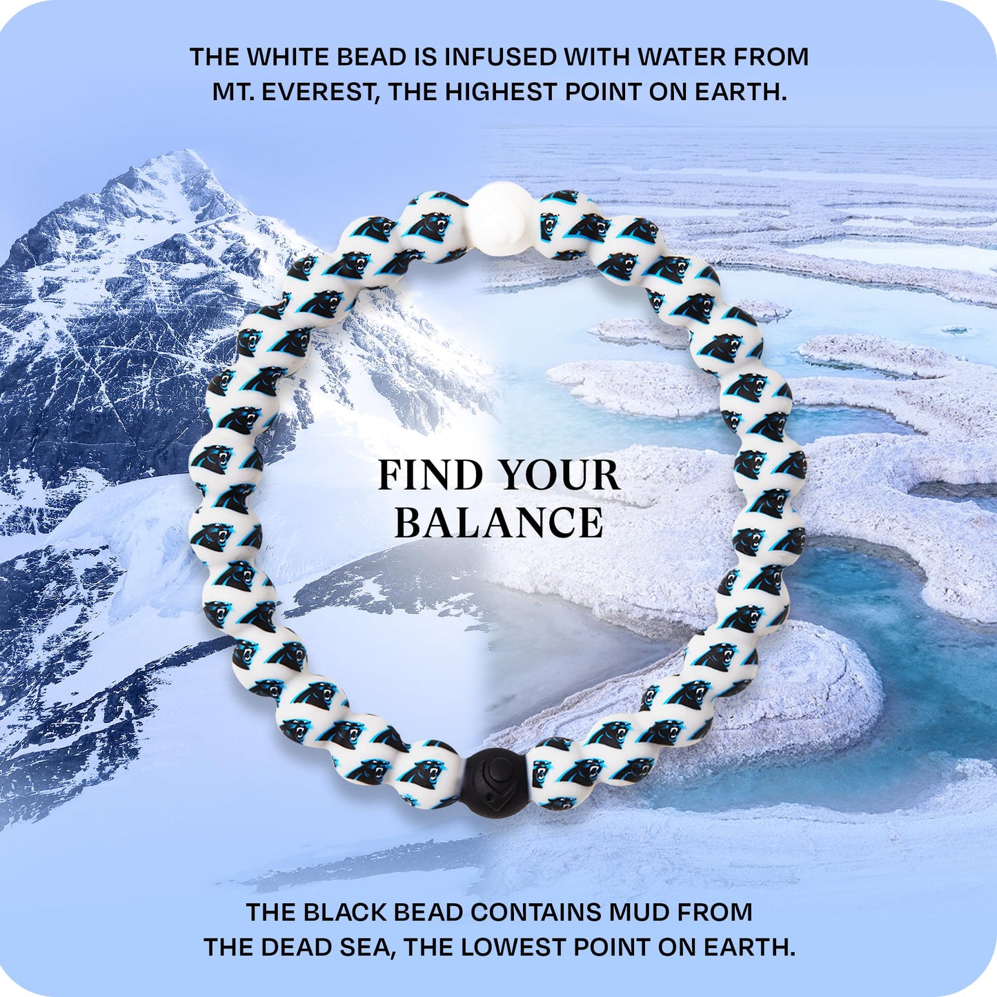 Lokai Silicone Beaded Bracelet for Men & Women, NFL Football Collection - Carolina Panthers, Logo, Medium - Silicone Jewelry Fashion Bracelet Slides-On for Comfortable Fit