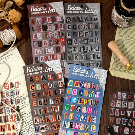 392Pcs Number and Letter Stickers for Scrapbooking Vintage Decorative Sticker Letters Numbers Stickers Aesthetic Self Adhesive Number Alphabet Letter Decals for Scrapbook Junk Journal DIY Crafts