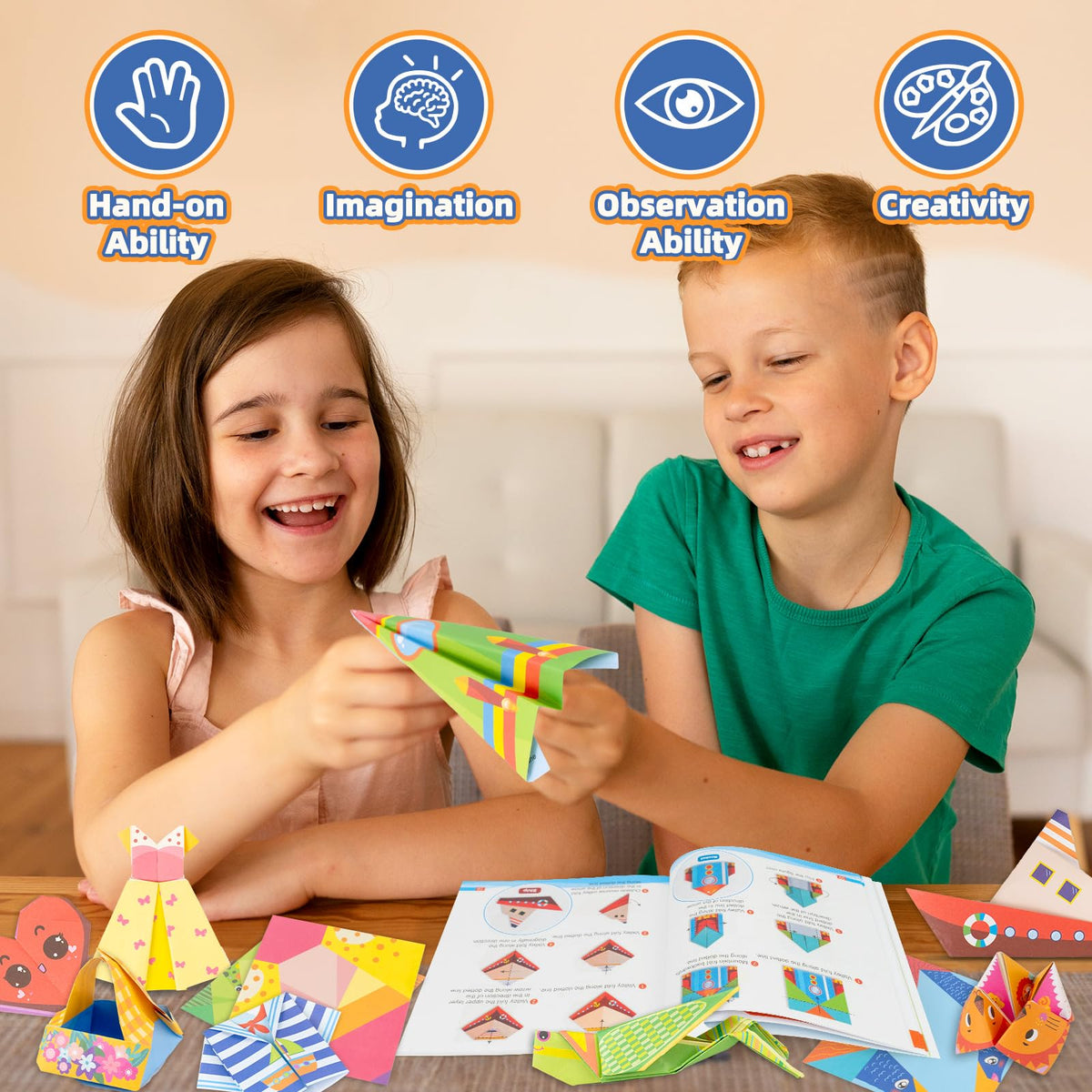 DoodleDoo Origami Paper Kit for Kids Ages 5-8 8-12,152 Sheets Origami Paper - 72 Double Sided Patterns with Instructional Book,DIY Art Craft Projects,Travel Game Activity,Gift for Boys Girls Beginners