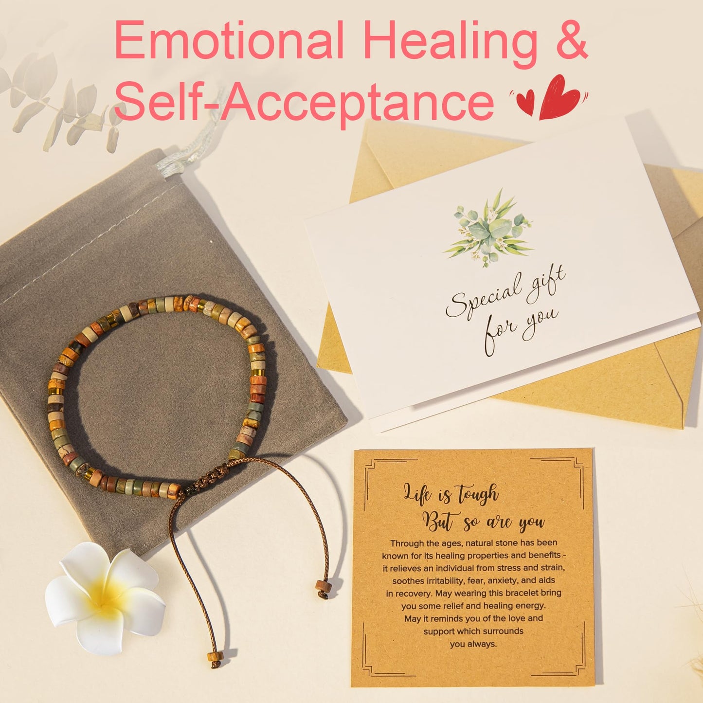 ZOKCC Inspirational Gifts Bracelets for Women - Healing Natural Stone Bracelet - Get Well Soon Gifts for Women Friends Sister Bestie