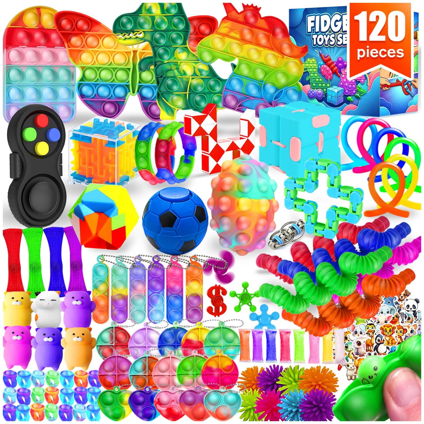 Fidget Toys, 120 Pack Party Favors for Kids 8-12 4-8, Sensory Toy for Autism Autistic Anxiety Children Boys Girls, Classroom Treasure Box Prizes Pinata Stocking Stuffers Gifts Carnival ADHD