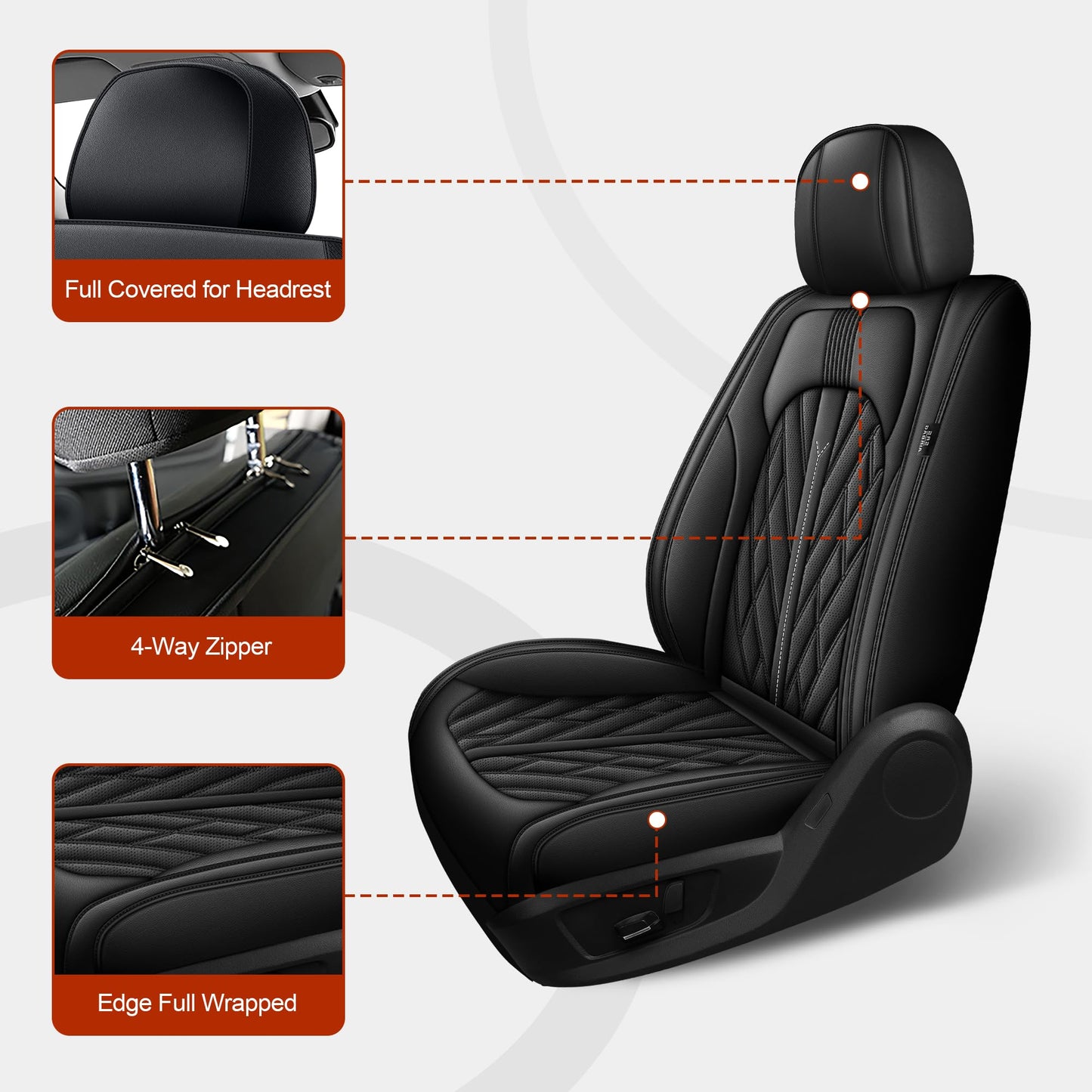 TTX LIGHTING Seat Covers Fit for Subaru Outback 2007-2026 Seat Covers Full Set Car Seat Covers Faux Leather Breathable Waterproof Car Seat Protector (5 Seats, Black)