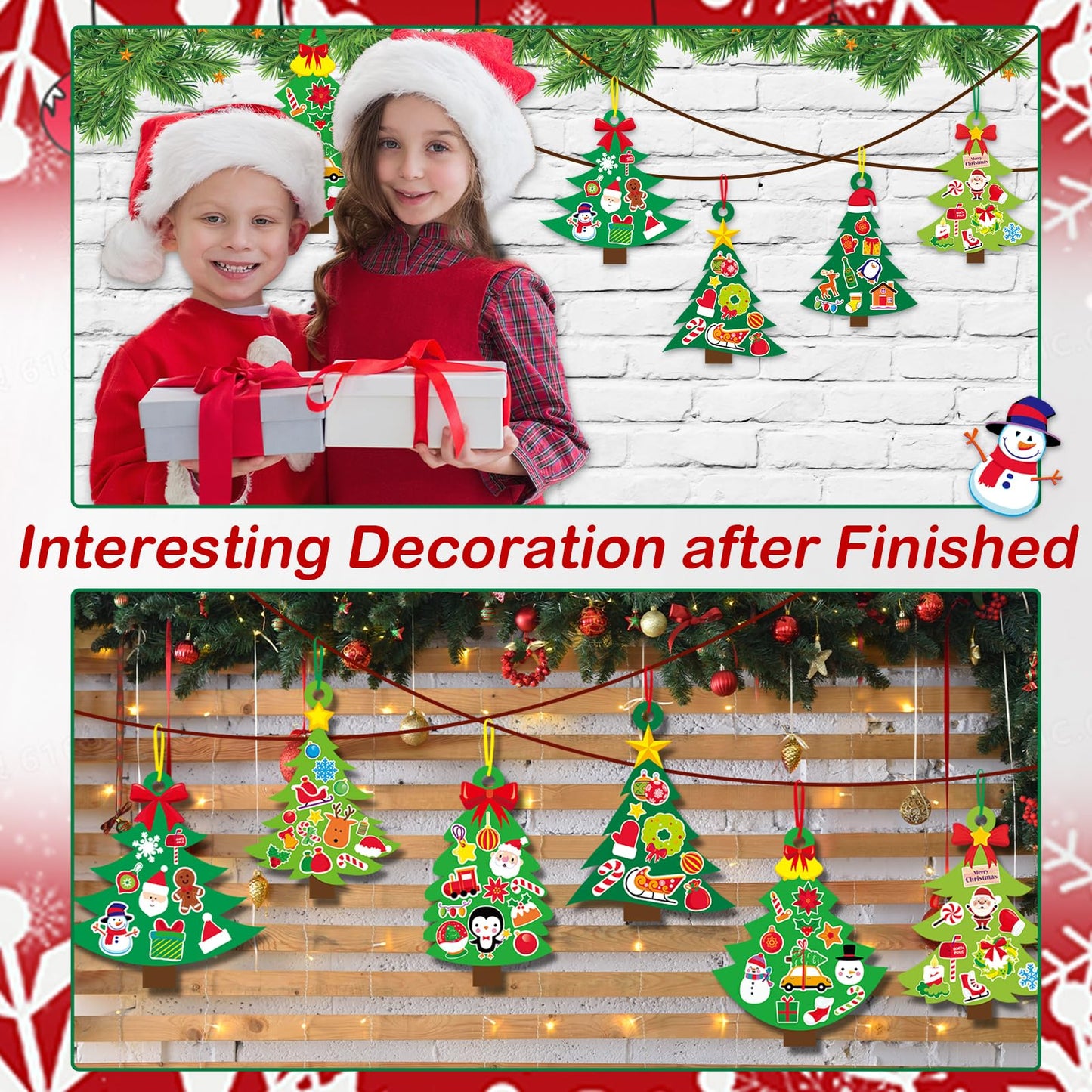 Qyeahkj 129 Pcs Christmas Tree DIY Ornaments Craft Kit for Christmas Hanging Art Project Paper Ornaments Making Crafts for Xmas Party Favors, 9 Styles