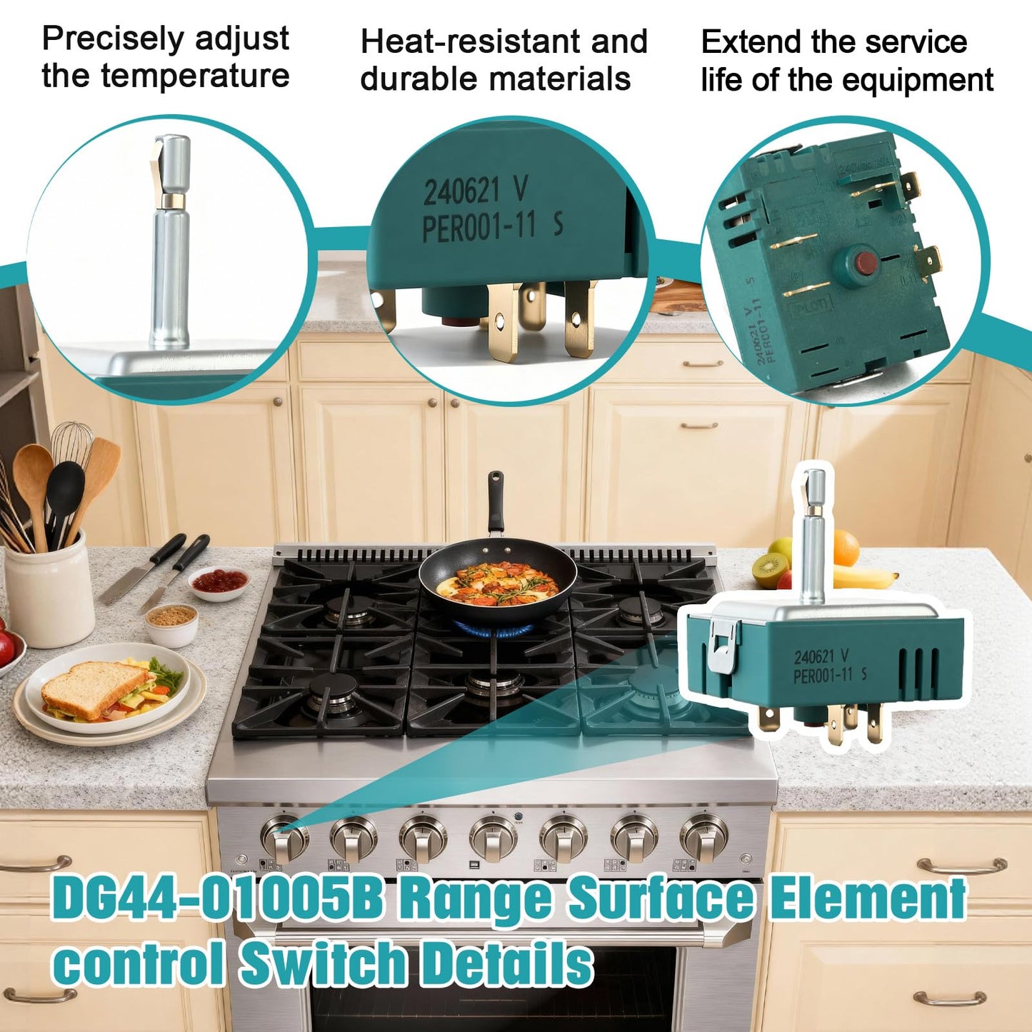 DG44-01005B Samsung Dual Range Infinite Control Switch,Replaces DG44-01005A.Fit for Samsung Oven/Stove .Original production number PER001-11 S, PER001-01 S, PER001-01 B