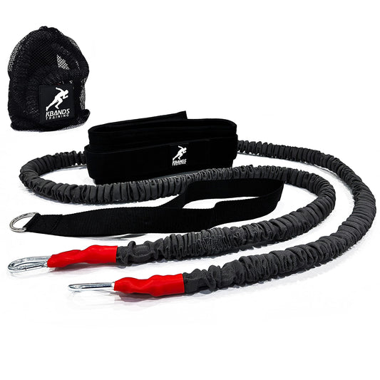 Kbands Training Speed Reactive Stretch Cord - Adjustable Belt, Anchor Strap, Dual Resistance Cord, Overspeed Accelerator, Vertical FX (Waist Size 31 Inches or Less)