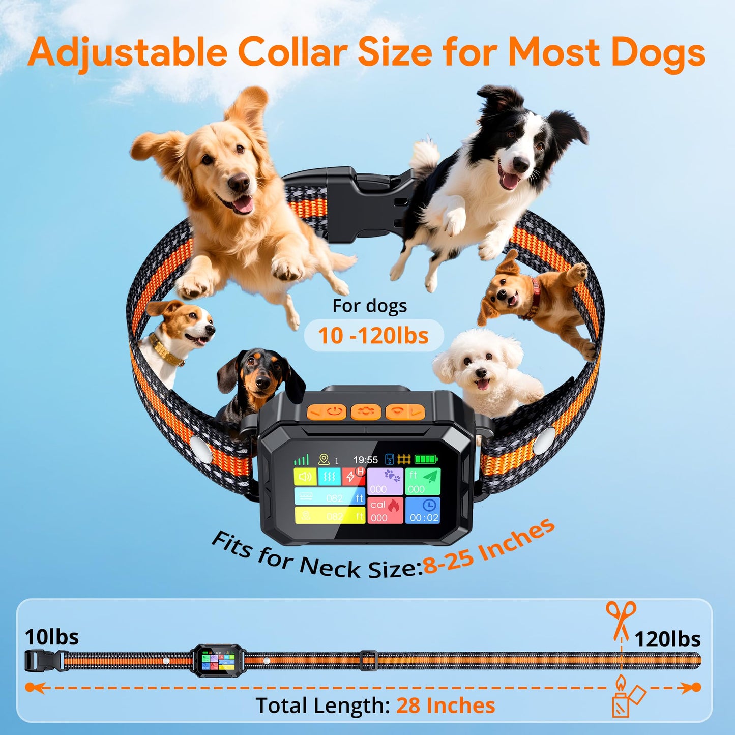 Meowant GPS Wireless Dog Fence &Training Collar with Remote, Free App, 82ft to 7000ft Electric Fence, Waterproof LCD Collar, 3 Training Modes, for Dogs Over 10Lbs, Outdoors