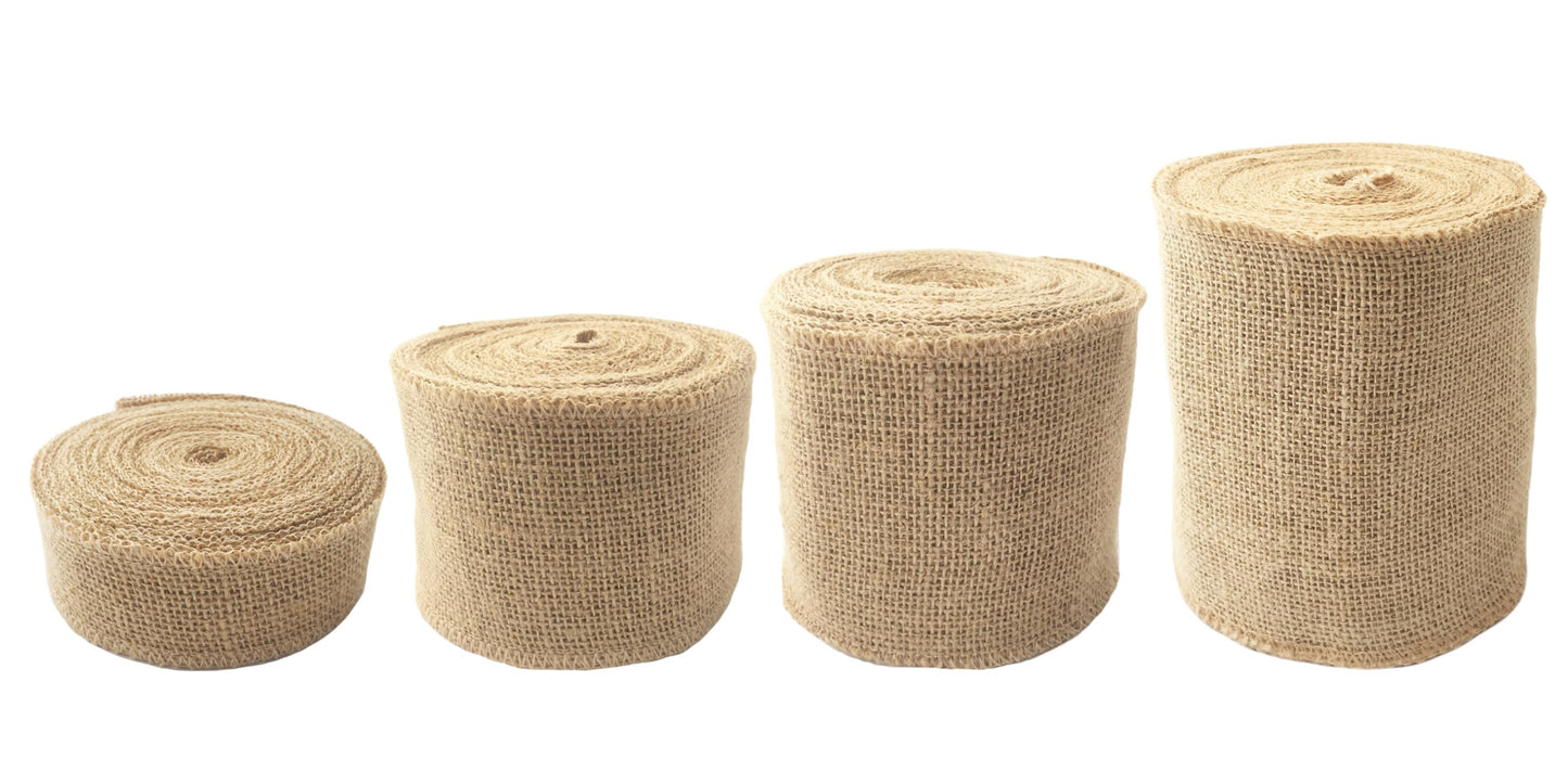 LWR CRAFTS Natural Burlap Ribbon 6 Inch x 32 Feet - Jute Fabric Webbing for Rustic Wedding Decorations, Table Runners, Chair Sashes, DIY Crafts & Christmas Wreath