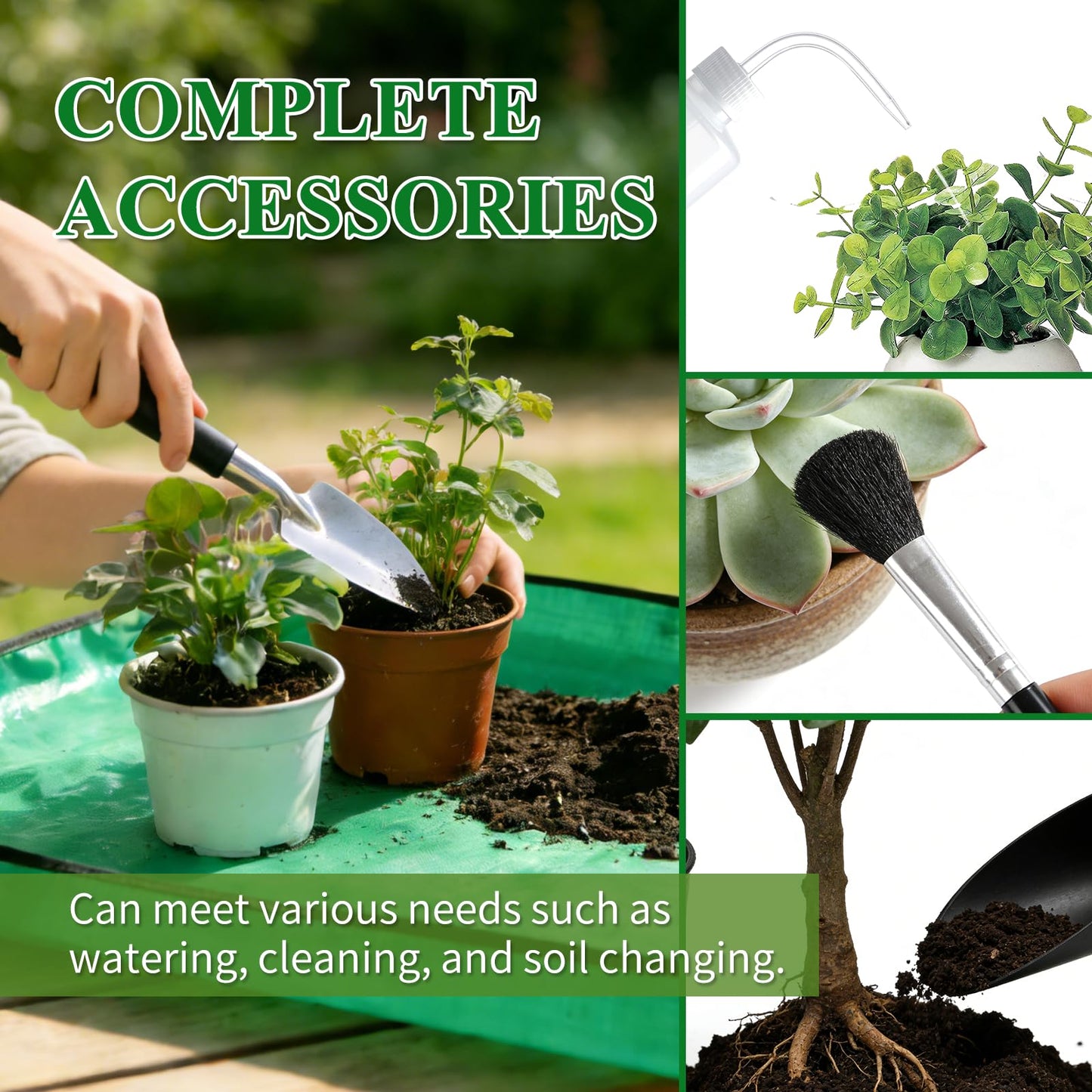 30PCS Mini Succulent Gardening Tools Set with 19.7" Waterproof Repotting Mat, Complete Indoor Plant Care Kit for Transplanting, Potting, Bonsai, Cactus, Houseplant & Fairy Garden
