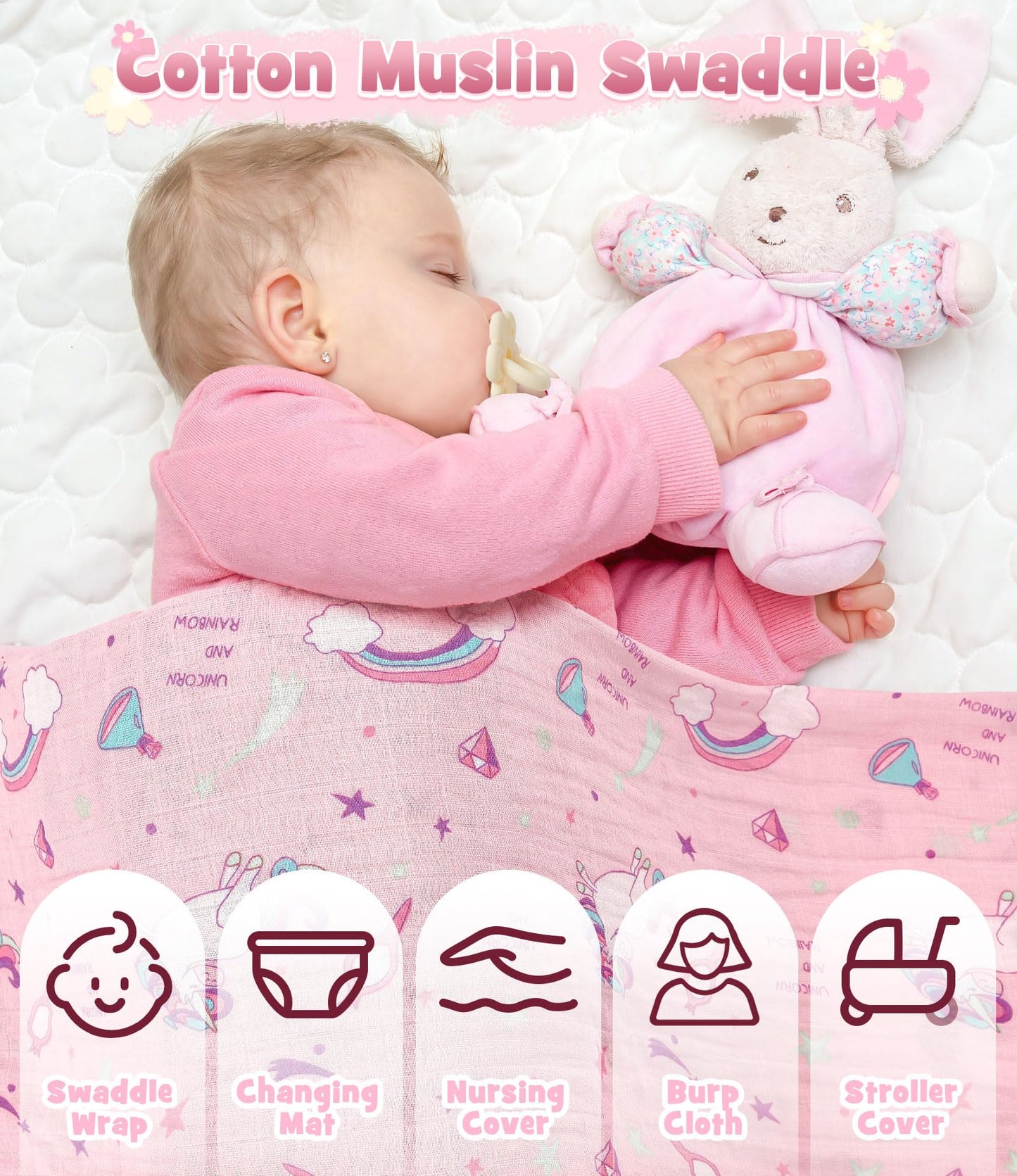 Golray Baby Shower Gifts for Girls, Baby Girl Gifts Baskets with Rattle, Blanket/Bodysuit Set, New Born Essential Stuff, Gender Reveal Ideas Infant New Born Baby Girls Gift Basket
