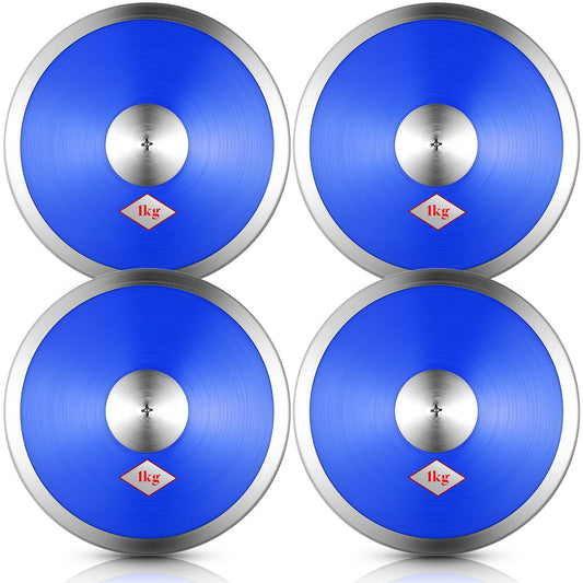 VercanMonth 4 Pcs Sports Training Discus Boys Girls Discus Track and Field Discuses Training Equipment for High School and College Throwers Practice and Competition(Blue)