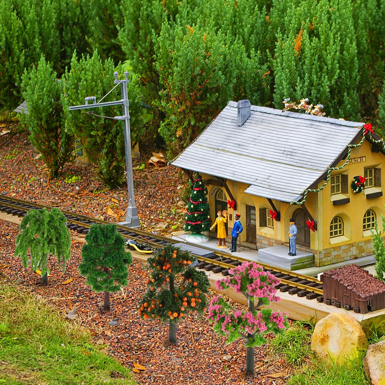 TOPPERFUN 12PCS Miniature Trees, Model Tree for Diorama Supplies and Railway Scenery, Fake Mini TRE·ES for Crafts, Fairy Garden Accessories for Micro Landscape and Train Decoration, 3.34in