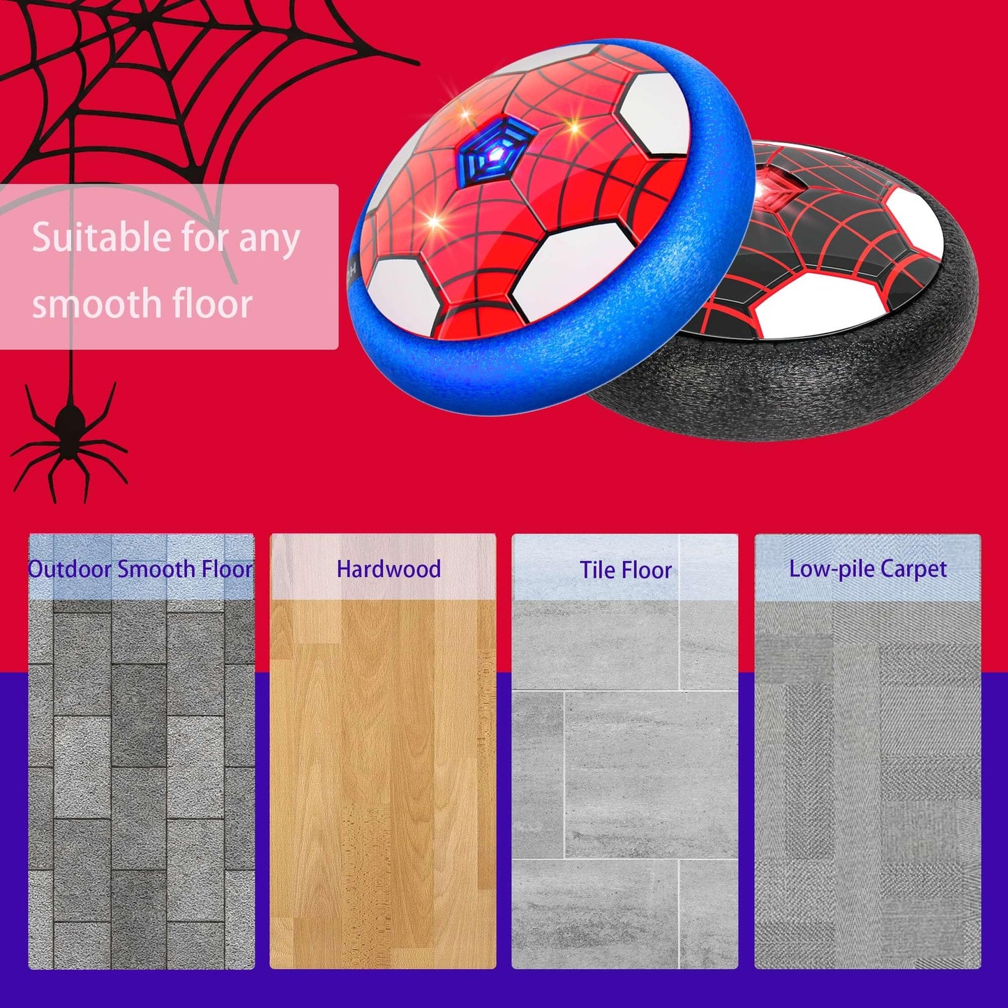 HitToys Airplane Launcher Toy for Kids&Hover Soccer Ball Toy for Kids, 3 Pack Spider Foam Gliders Air Planes,2 Pack Indoor Soccer Ball with Led Light for Old Boys Girls Sport Games Birthday