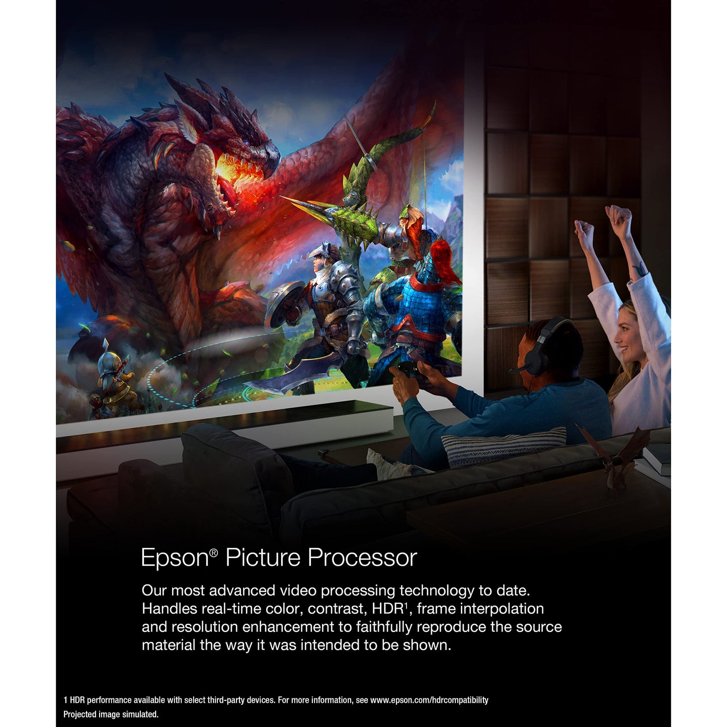 Epson Home Cinema LS11000 4K PRO-UHD Laser Projector HDR, HDR10+, 2500 Lumens Color & White Brightness, HDMI 2.1, Motorized Lens,Focus, Zoom, 3840 x 2160, 120 Hz,Media Room, Gaming