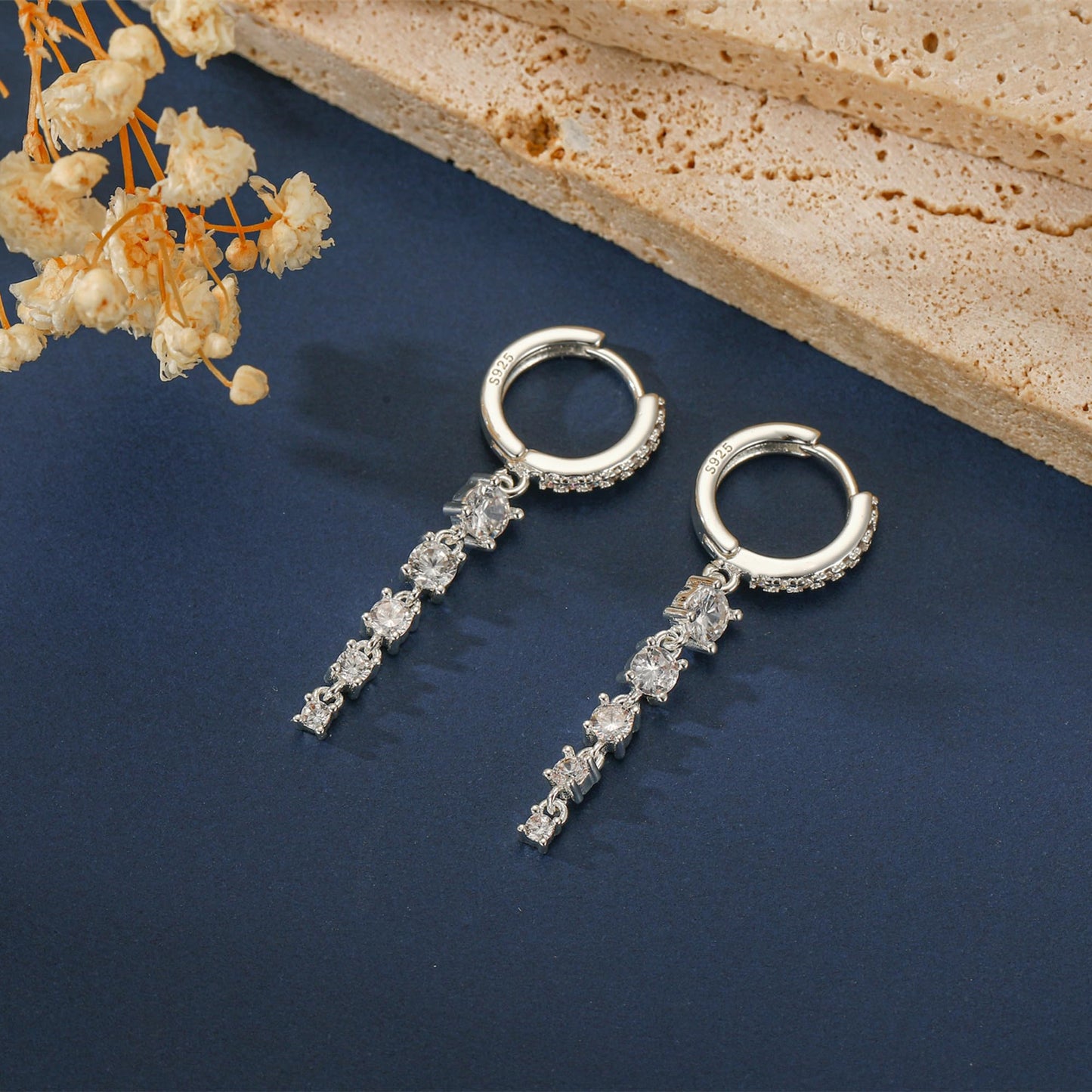 Lunvky 14K Gold Plated Dangle Earrings for Women Dainty Silver Drop Earring Trendy Long Dangling Wedding Bridesmaid Hoop Diamond Crystal Cute Earring Prom Jewelry Graduation Gifts
