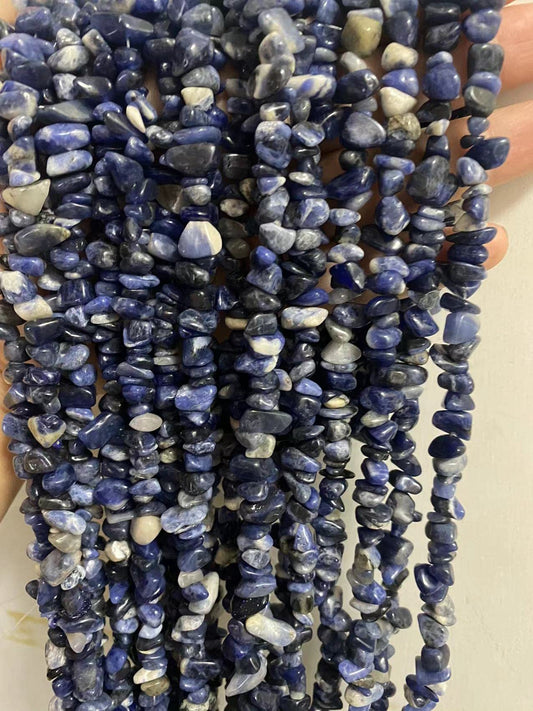 PLTbeads 7-8mm Natural Blue Sodalite Gemstone Chips Beads Healing Crystals Waist Bracelets Necklace Kit Irregular Stone DIY Crafts Design Jewelry Making