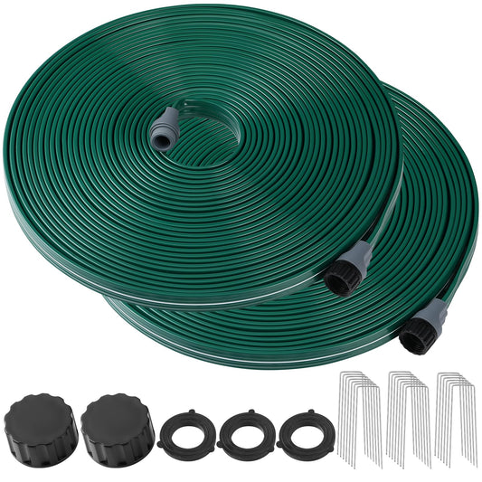 Passionbility Soaker Sprinklers Hose 50ft 2 pack, Garden Drip Soaker Watering Premium Flexible Irrigation Hose, High-Efficiency Water-Saving with Stakes