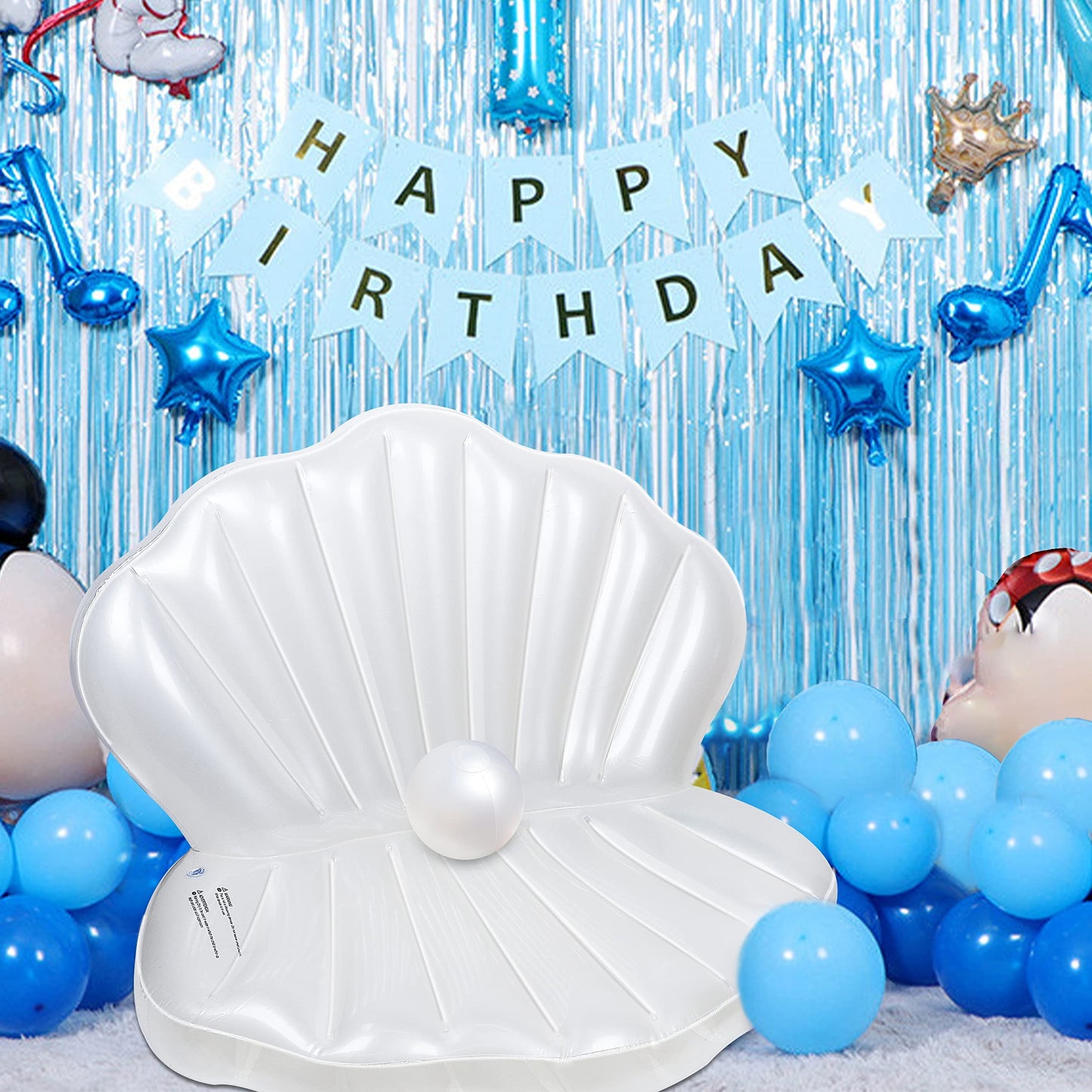 Zcaukya Inflatable Seashell Pool Float, Giant Clam Air-Filled Toys with Pearl Ball for Kids Birthday Party Swimming Pool Summer Beach Party Mermaid Ocean Theme Party Decor