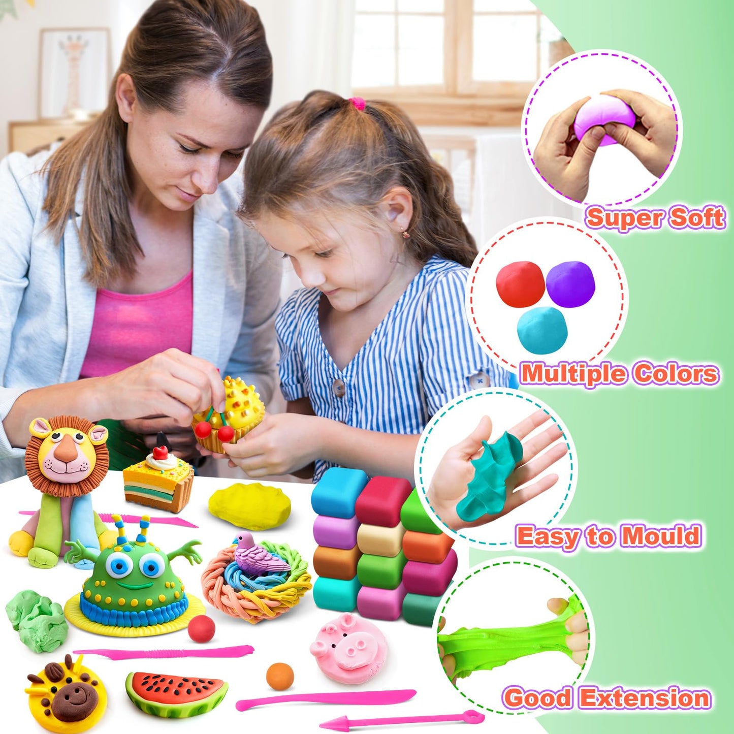 FAGNBED Air Dry Clay 138 Colors, Modeling Magic Clay Set with 5 Sculpting Tools, Gift for Ages 3-12 Boys and Girls