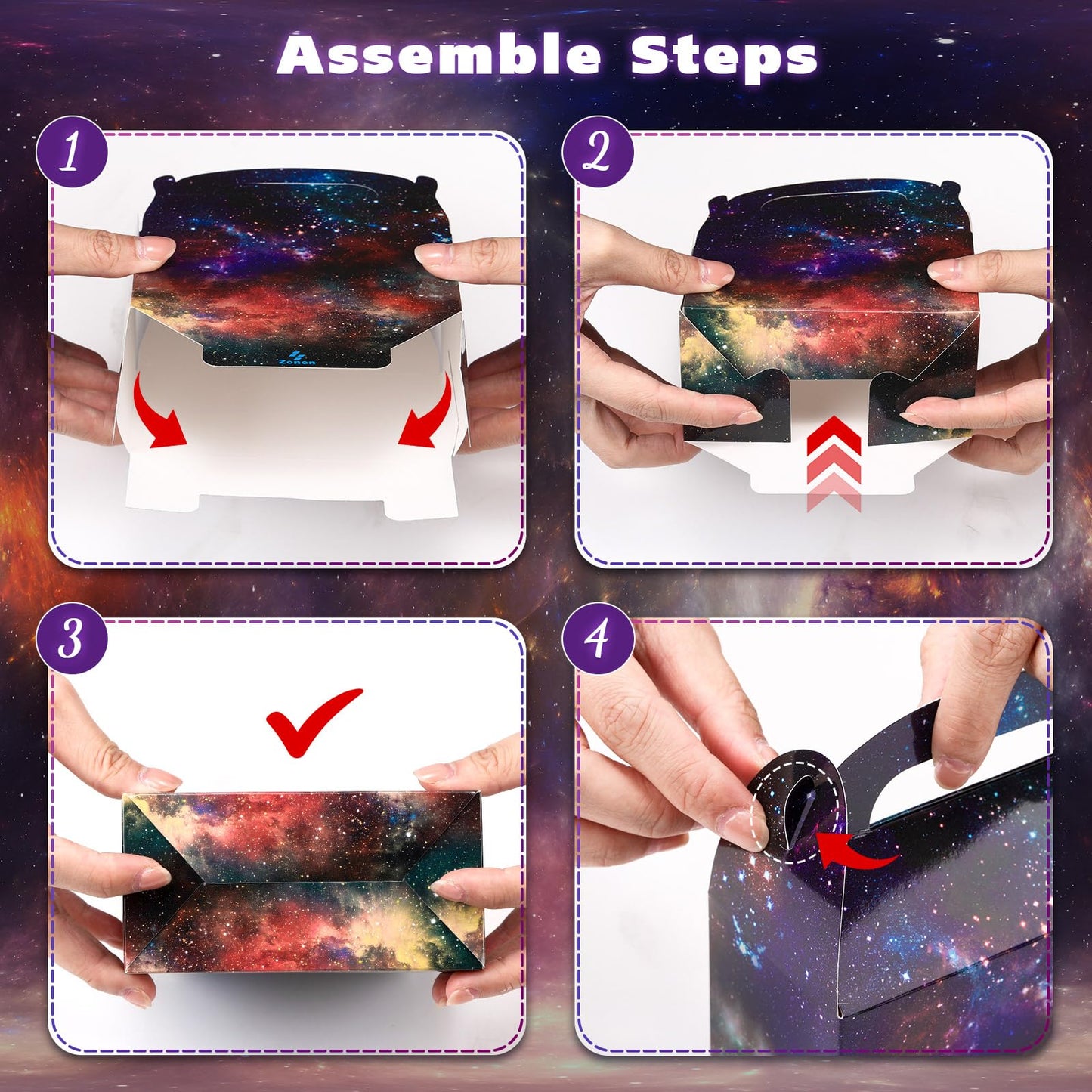 Nezyo 24 Pcs 4.8 x 2.4 x 5.2 Inches Space Party Favor Boxes Small Galaxy Gable Boxes Solar System Planet Cardboard Gift Candy Goodie Bags for Space Theme Birthday Party Supplies(Planet Galaxy)
