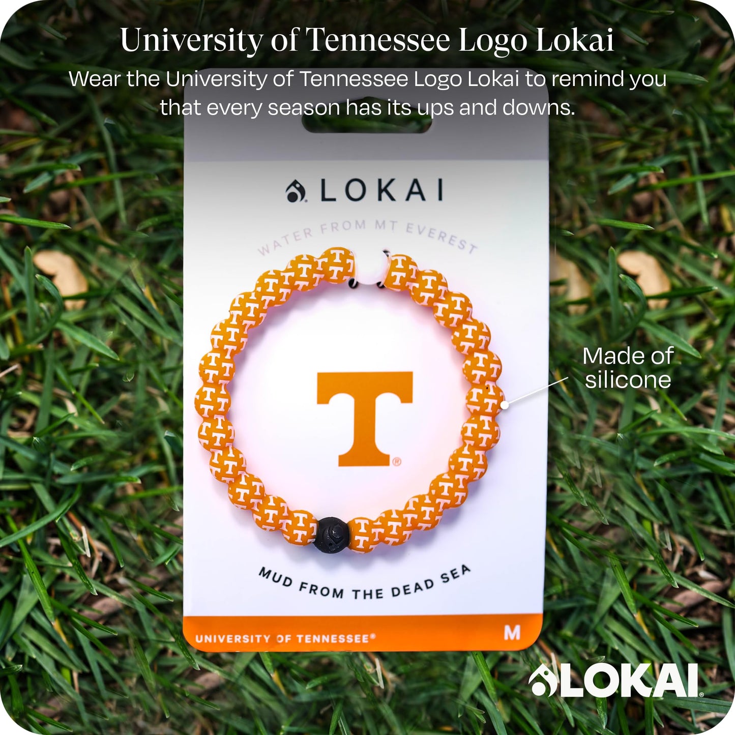 Lokai Collegiate Silicone Beaded Bracelet for Women & Men, Tennessee University - Medium, 6.5 Inch Circumference - Silicone Jewelry Fashion Bracelet Slides-On for Comfortable Fit