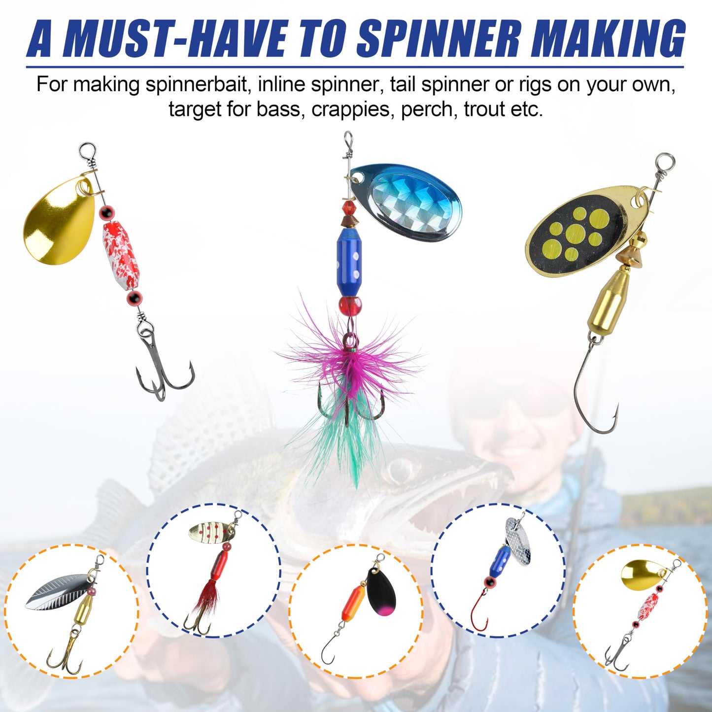 Fishing Spinner Lure Bodies Kit,45PCS Fishing Sinker Weights Brass Painted Spinner Lure Body Brass Fishing Beads Bullet Slip Sinker DIY Inline Spinner Bait Making Supplies Parts