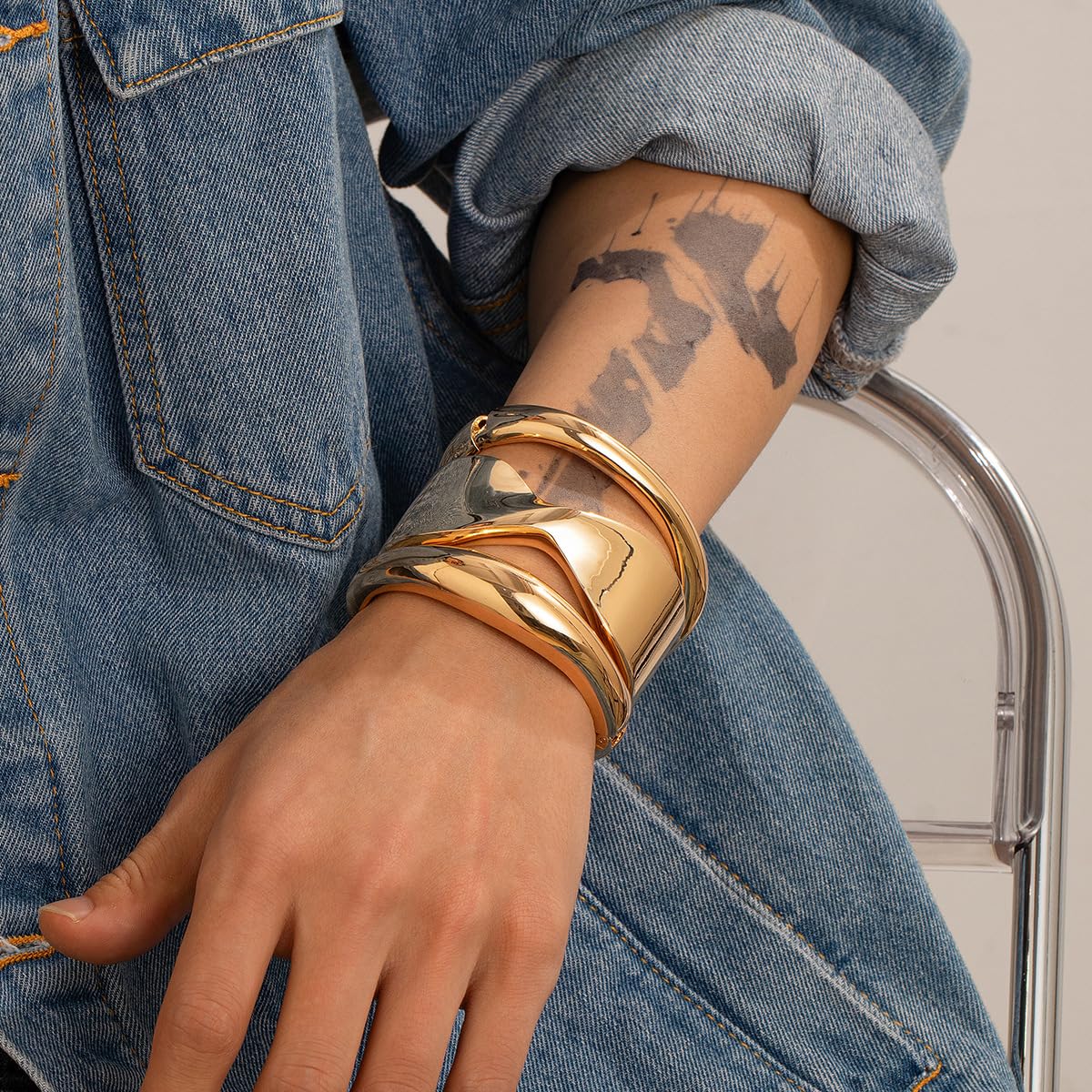 ALEXTINA Chunky Bracelets for Women Trendy Stuff Fashion Cuff Bracelet Stackable Bracelet Wrist Cuffs Christmas Gifts for Women