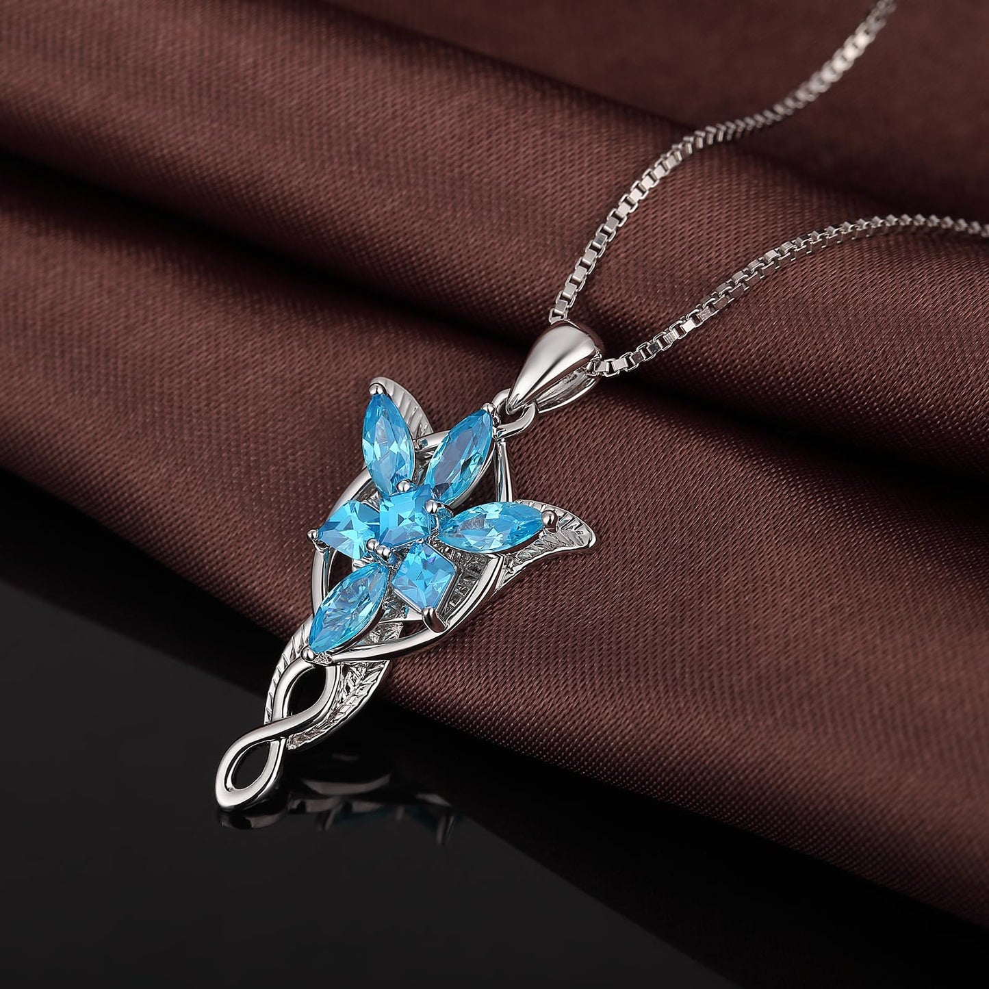 jiamiaoi Lord of the Rings Pendant Necklace Arwen Evenstar Necklace Silver Lord of the Rings Accessories Elvish Jewelry for Women