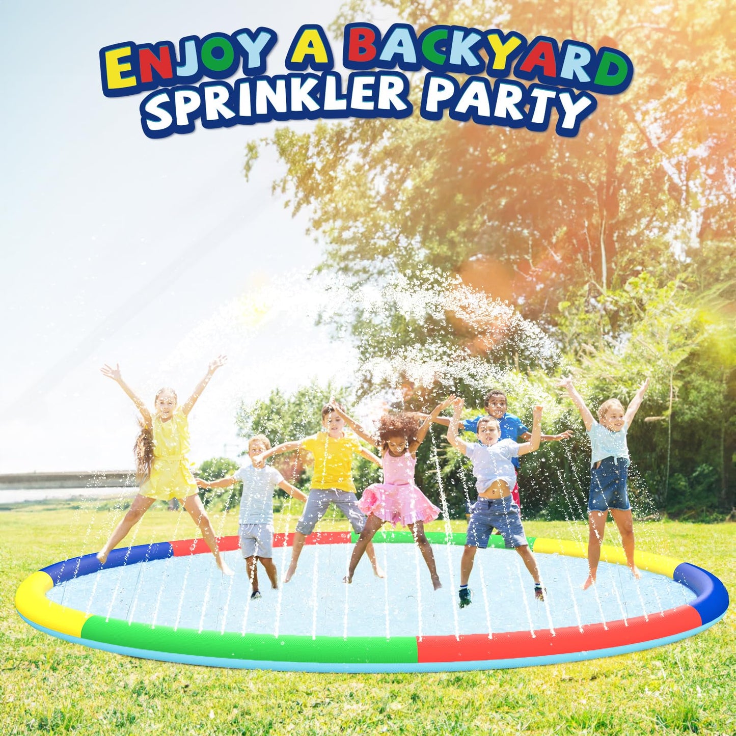 ODOSOLA 13 FT Large Splash Pad for Kids Ages 4-8, Non-Slip Baby Splash Pads for Toddlers, Oversized Kids Sprinklers for Yard, Heavy Duty Kid Pools Water Toys for Outdoor Family, Friends Summer Fun