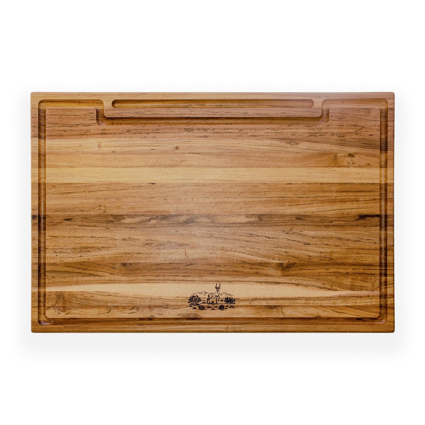 With African Roots – Zambezi Redwood Cutting Board, Handcrafted, Double-Sided with Juice Groove & Side Pockets, Extra Large (24 x 16 x 1.5 in), Made in South Africa
