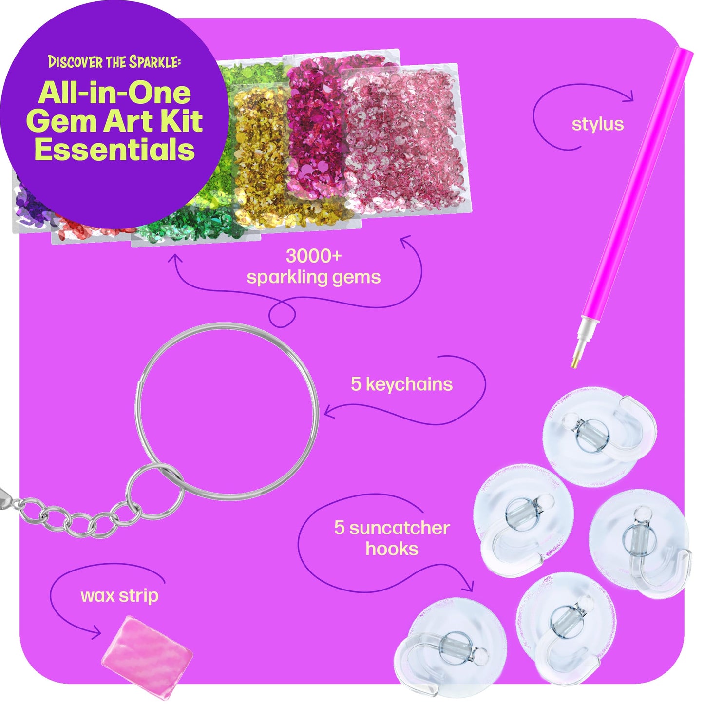 Dan&Darci Diamond Art Kit for Kids - Gem Painting - Arts & Crafts Kits for Ages 6-12 - Gifts for 6, 7, 8, 9, 10, 11, 12 Year Old Boy & Girl - Girls Birthday Toys Gift Ideas - Craft Activities