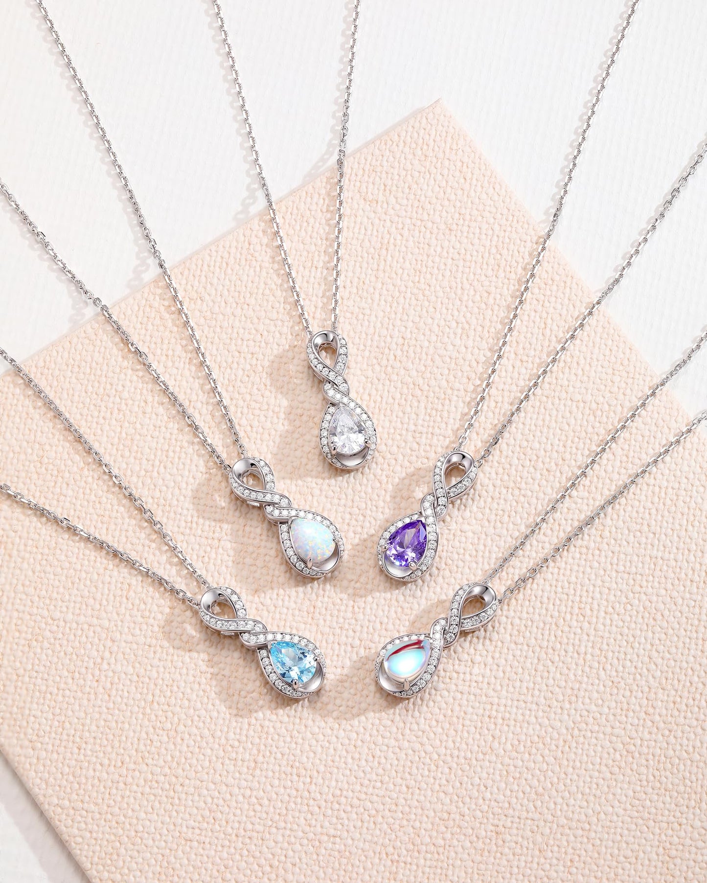 FANCIME Amethyst Necklace Feburary Birthstone Sterling Silver Dainty Infinity Knot Pendant Necklace Purple Gemstone Fine Jewelry Anniversary Birthday Graduation Mothers Day Gifts for Women Mom
